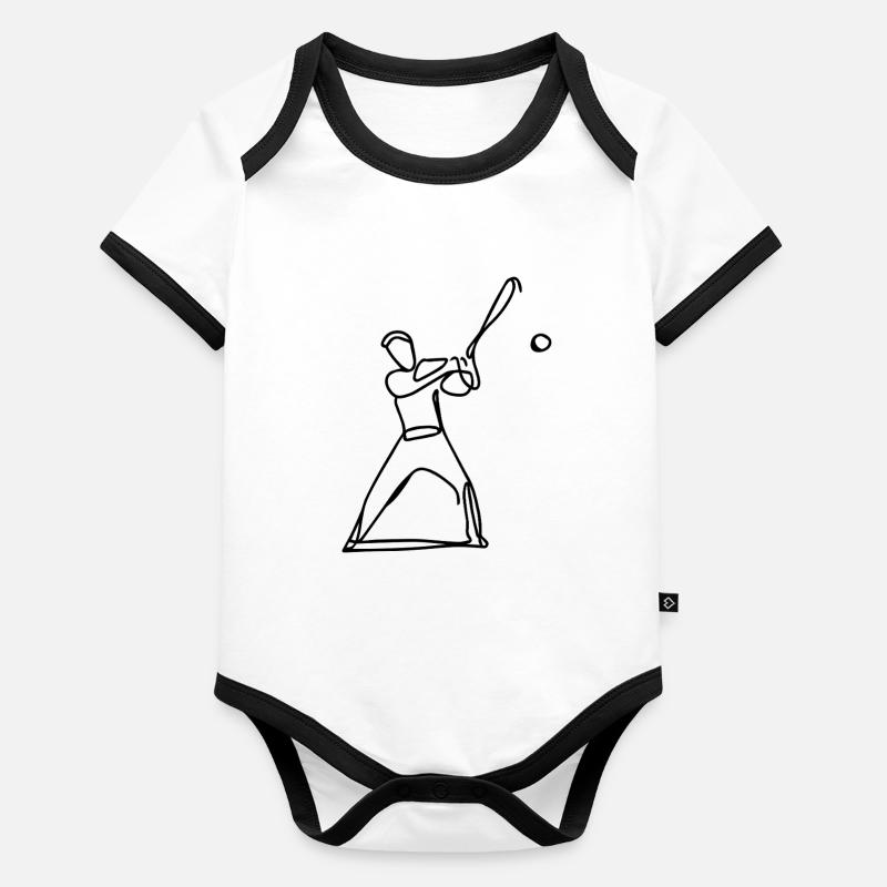 Baseballspieler Zeichnung Baby Bio-Kurzarm-Kontrastbody