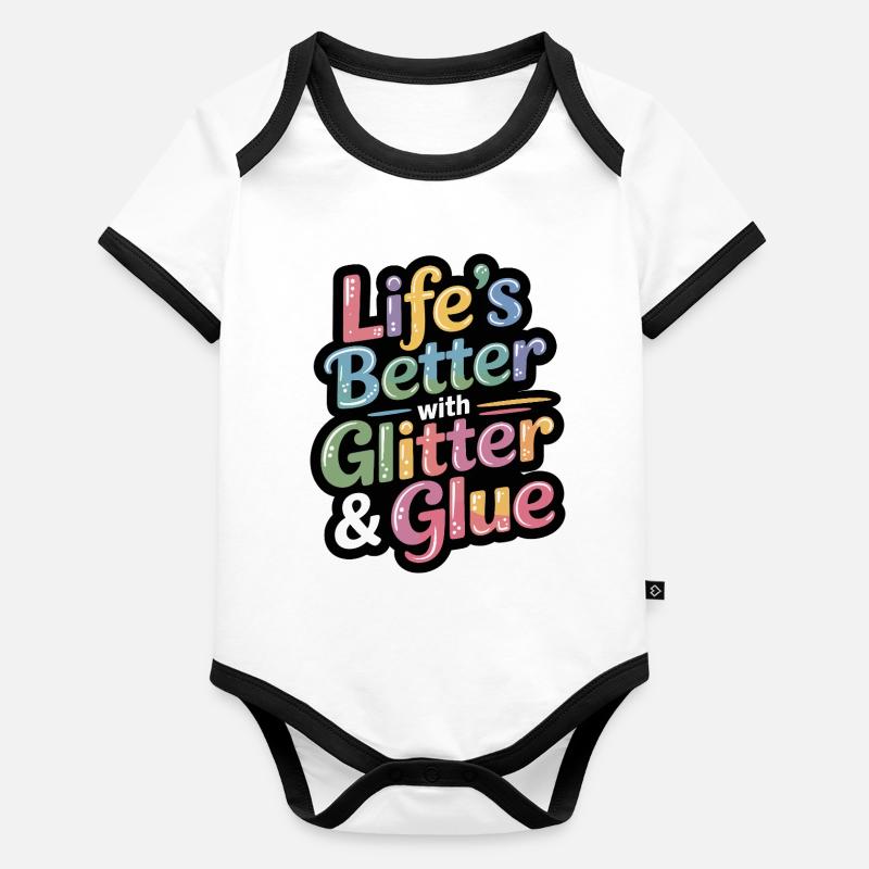 Glitter & Glue Joie de vivre Body Bébé bio contrasté manches courtes