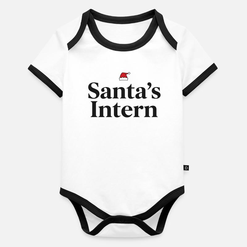 Santa's Intern Funny Christmas Design Organic Baby Contrasting Bodysuit