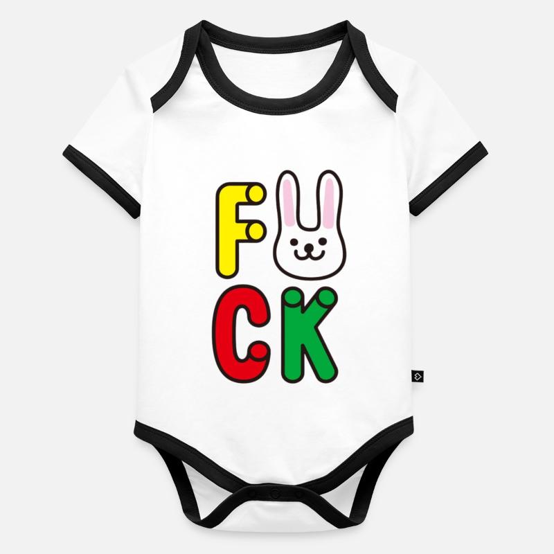 Alphabet joyeux avec lapin Body Bébé bio contrasté manches courtes