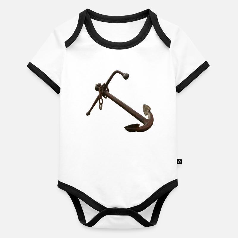 Verrosteter Anker Nautik Baby Bio-Kurzarm-Kontrastbody