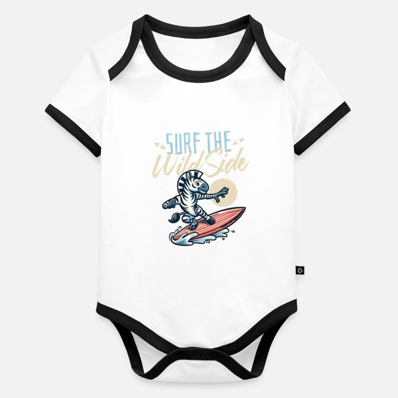 Surfez du côté sauvage Body Bébé bio contrasté manches courtes