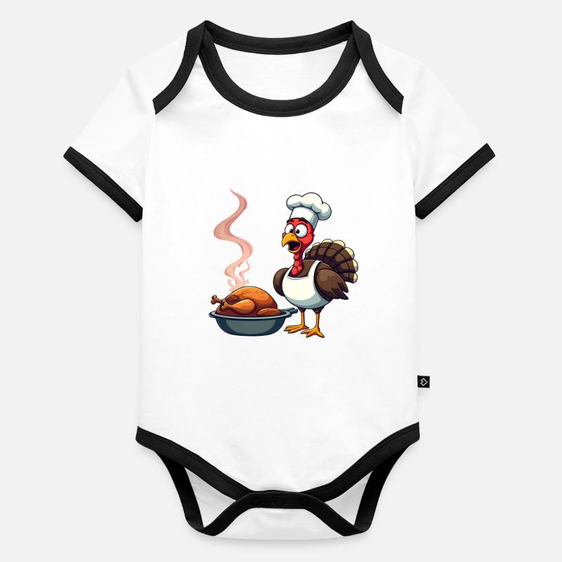 Cuisinier de dinde de Thanksgiving Body Bébé bio contrasté manches courtes