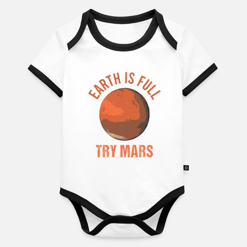 Mars planète espace fusée vintage Body Bébé bio contrasté manches courtes