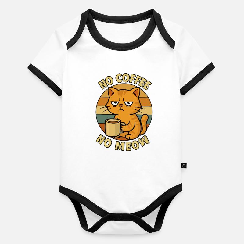 Kaffeekatze: No Coffee No Meow Baby Bio-Kurzarm-Kontrastbody