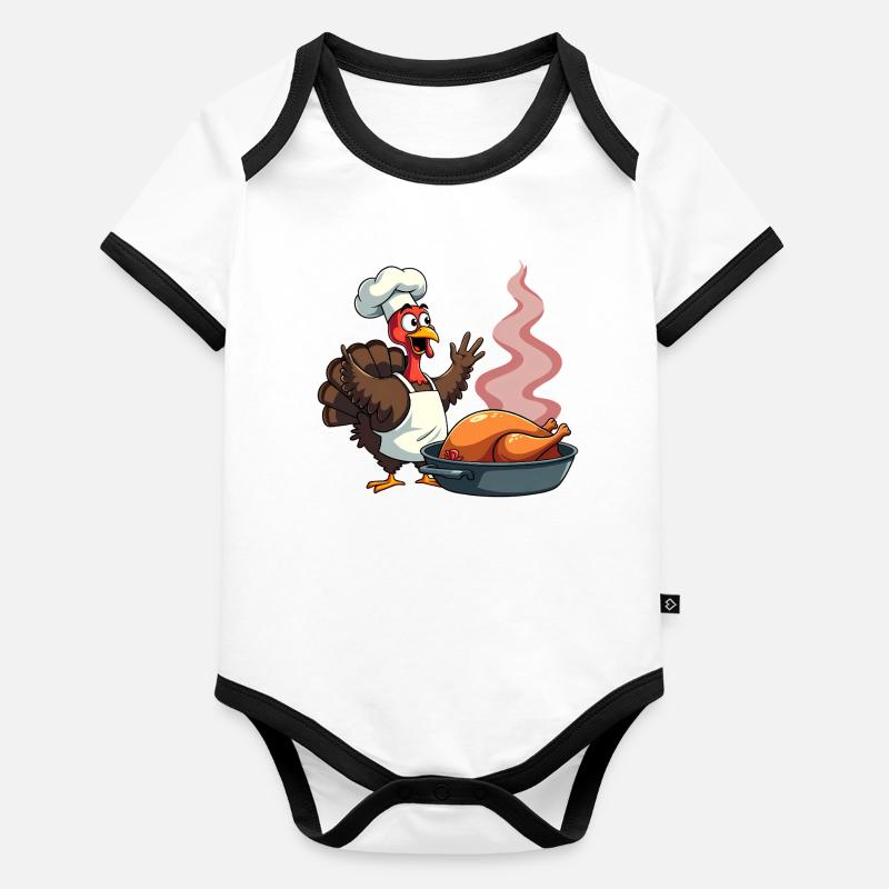 Cuisinier de dinde de Thanksgiving Body Bébé bio contrasté manches courtes
