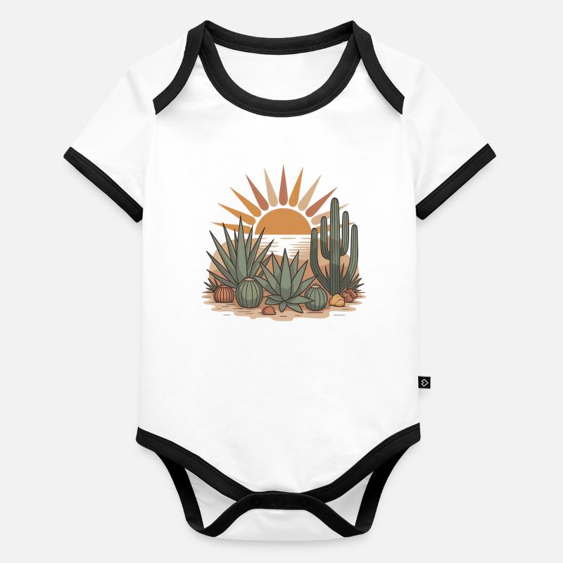 Boho Nature Cacti Organic Baby Contrasting Bodysuit
