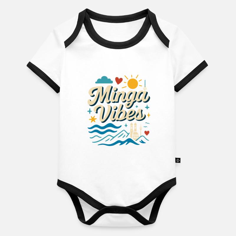 Minga Vibes München Skyline Design Baby Bio-Kurzarm-Kontrastbody