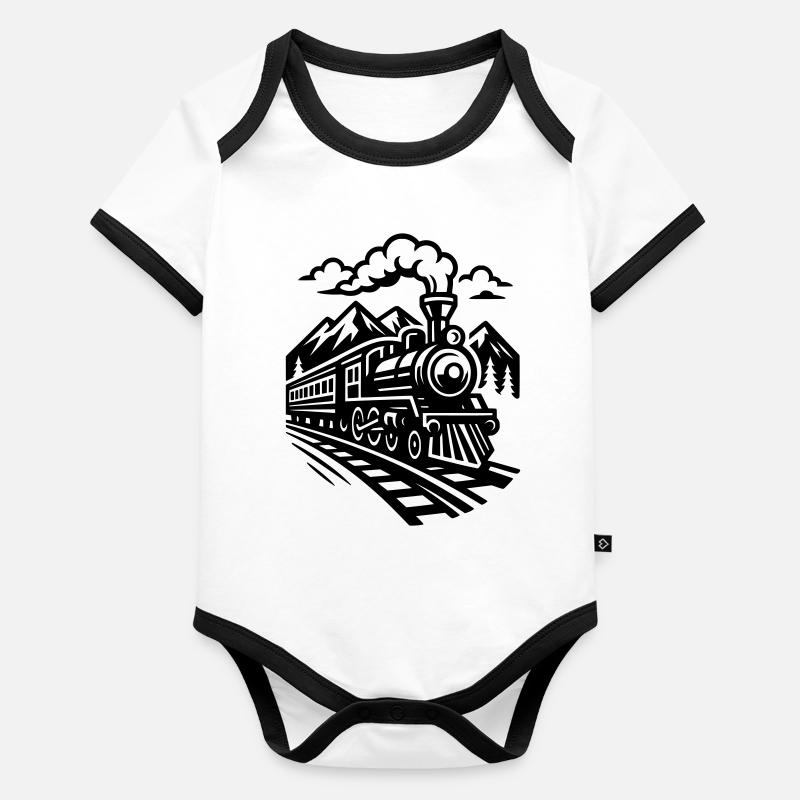 Lokomotive  Baby Bio-Kurzarm-Kontrastbody