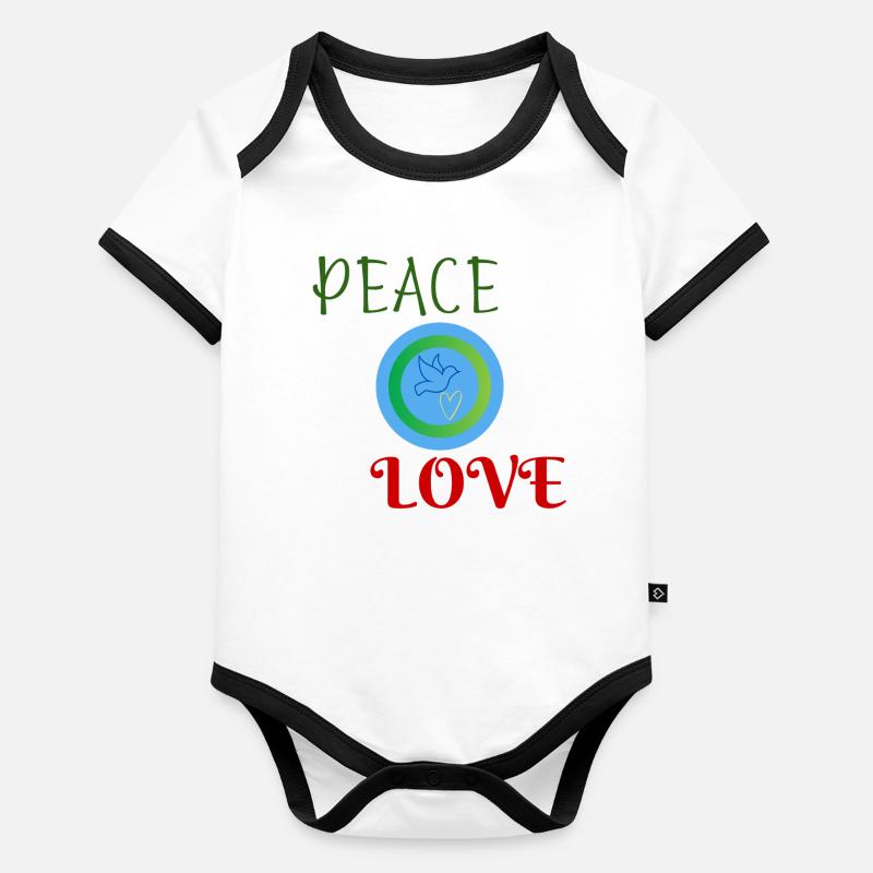 Paix et Amour Body Bébé bio contrasté manches courtes