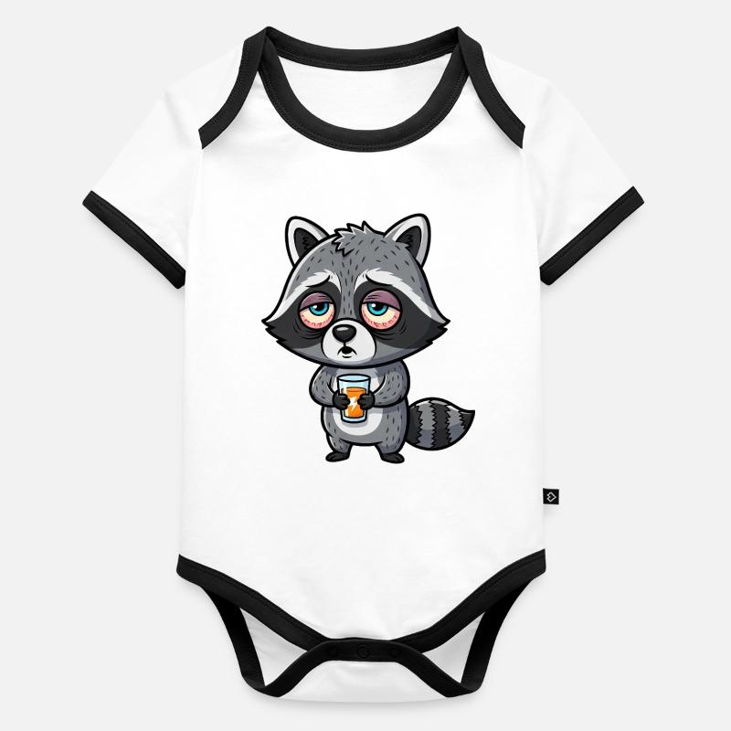 Waschbär Energie Kraftlos Morgenmuffel Koffein  Body Bébé bio contrasté manches courtes