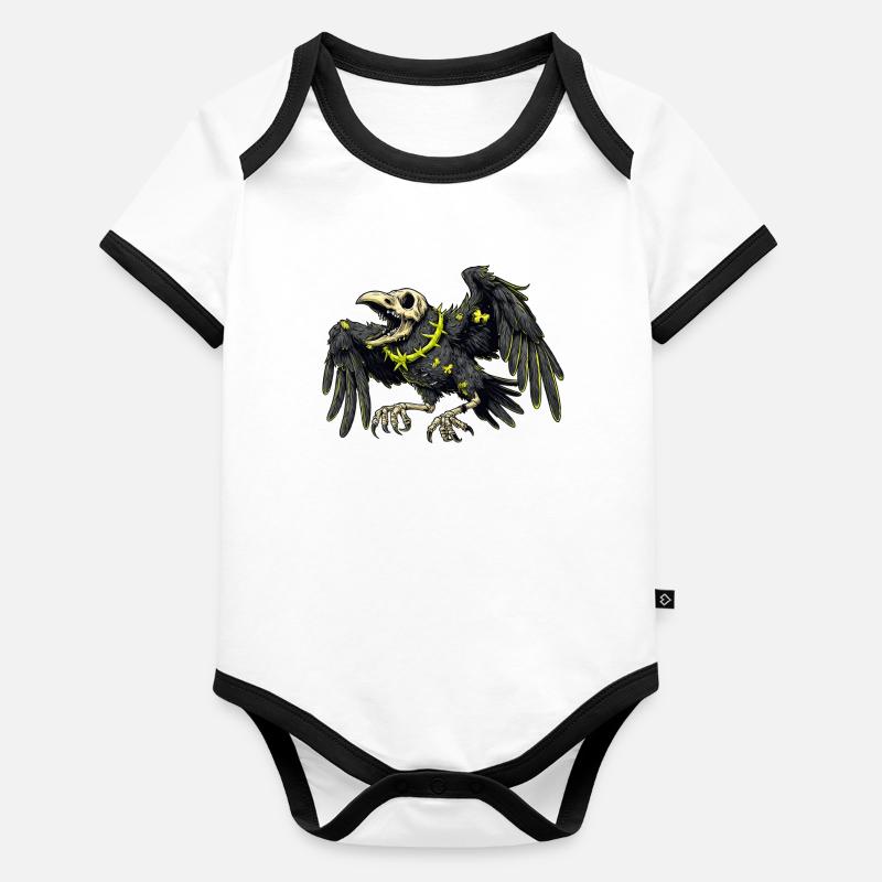 Néon Squelette Corbeau Body Bébé bio contrasté manches courtes