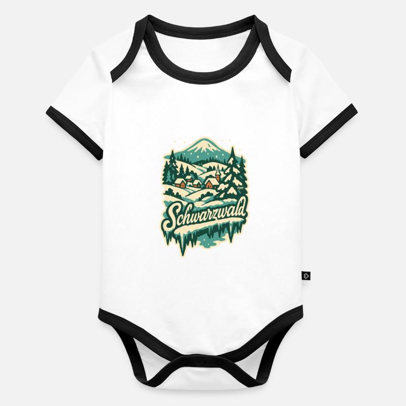 Black Forest Winter Wonderland Idyll Organic Baby Contrasting Bodysuit