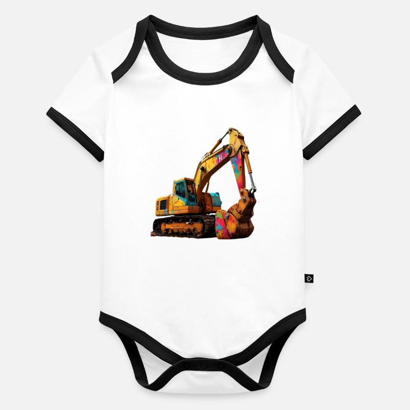Color explosive excavator Organic Baby Contrasting Bodysuit