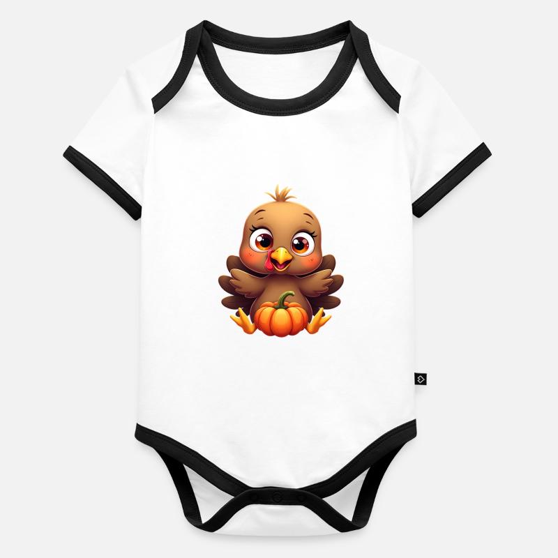Bébé dinde de Thanksgiving Body Bébé bio contrasté manches courtes