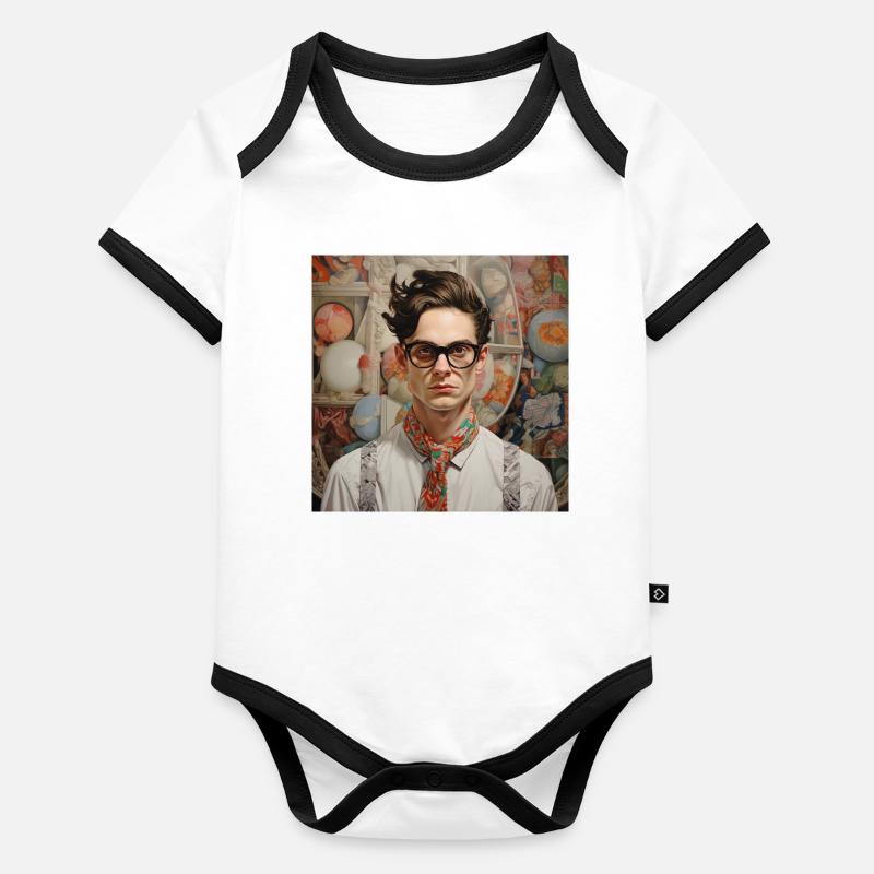 Portrait Nerd Chic avec une touche rétro Body Bébé bio contrasté manches courtes