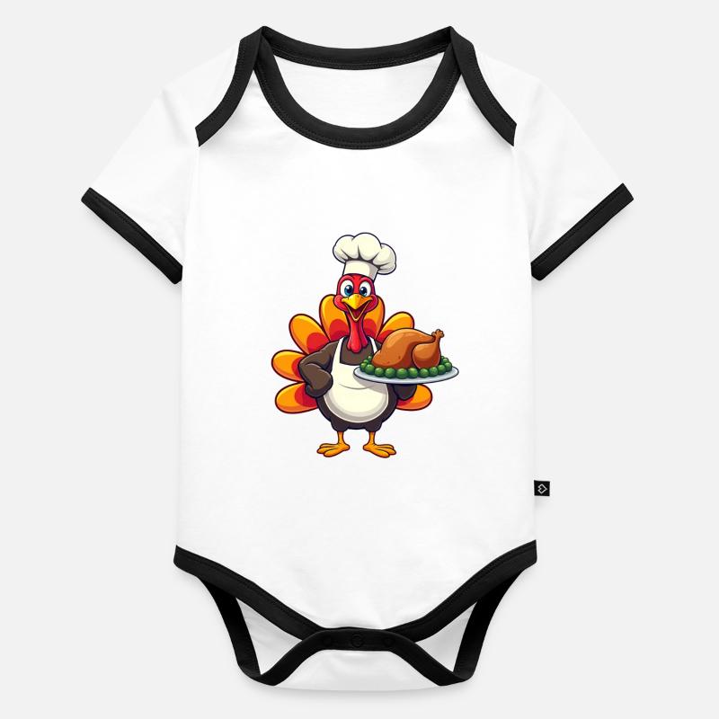 Cuisinier de dinde de Thanksgiving Thanksgiving Body Bébé bio contrasté manches courtes