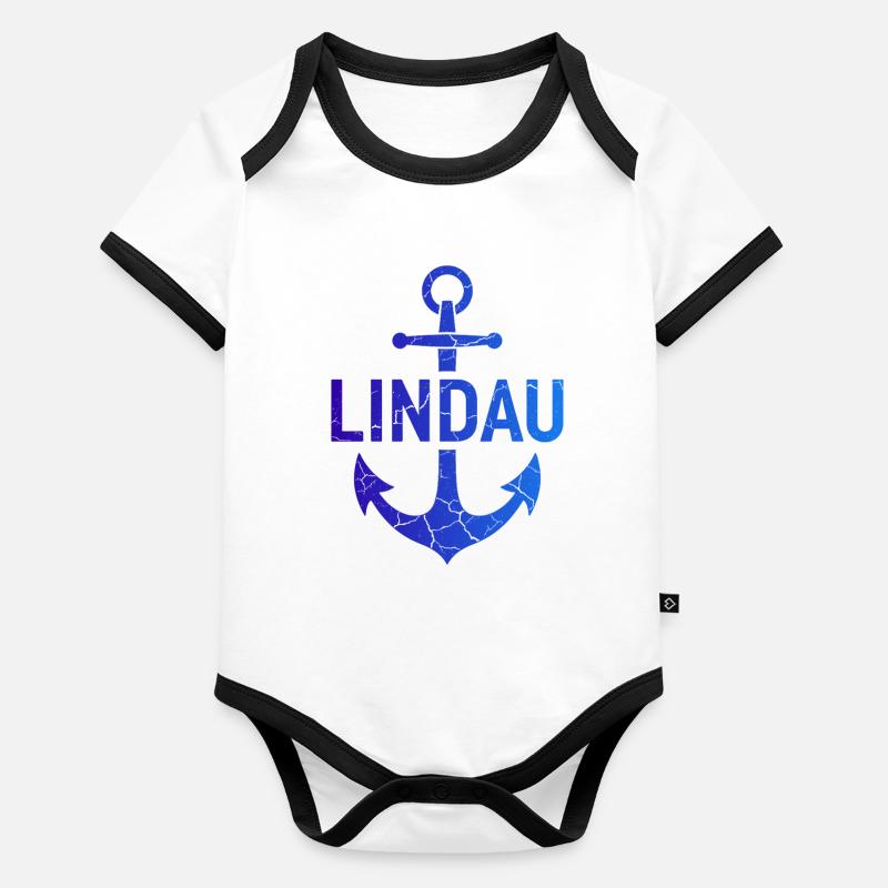 Point d’ancrage Lindau Lac de Constance Body Bébé bio contrasté manches courtes