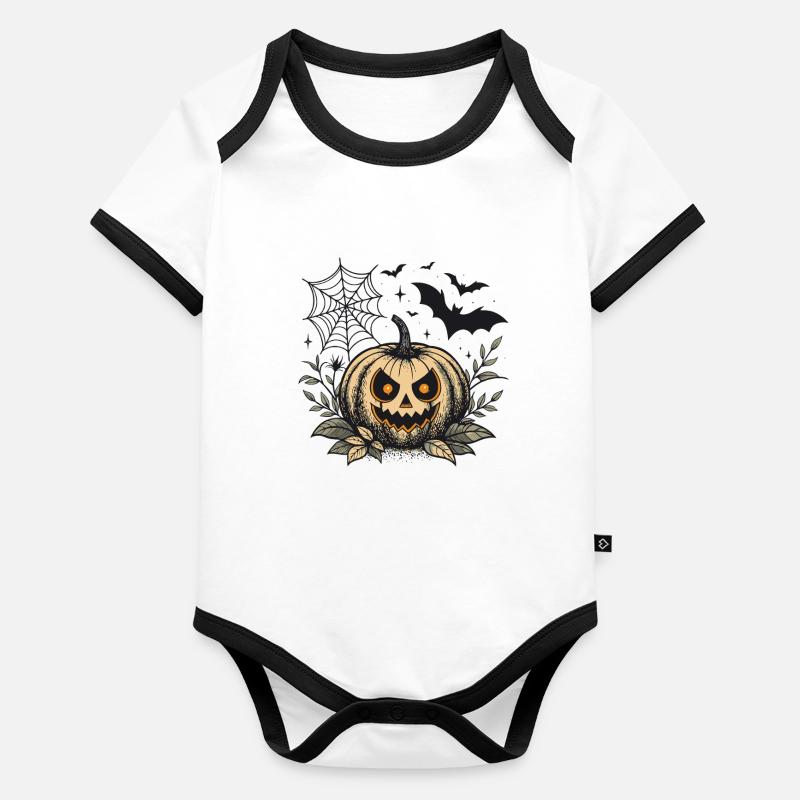 Citrouille Halloween maléfique Body Bébé bio contrasté manches courtes