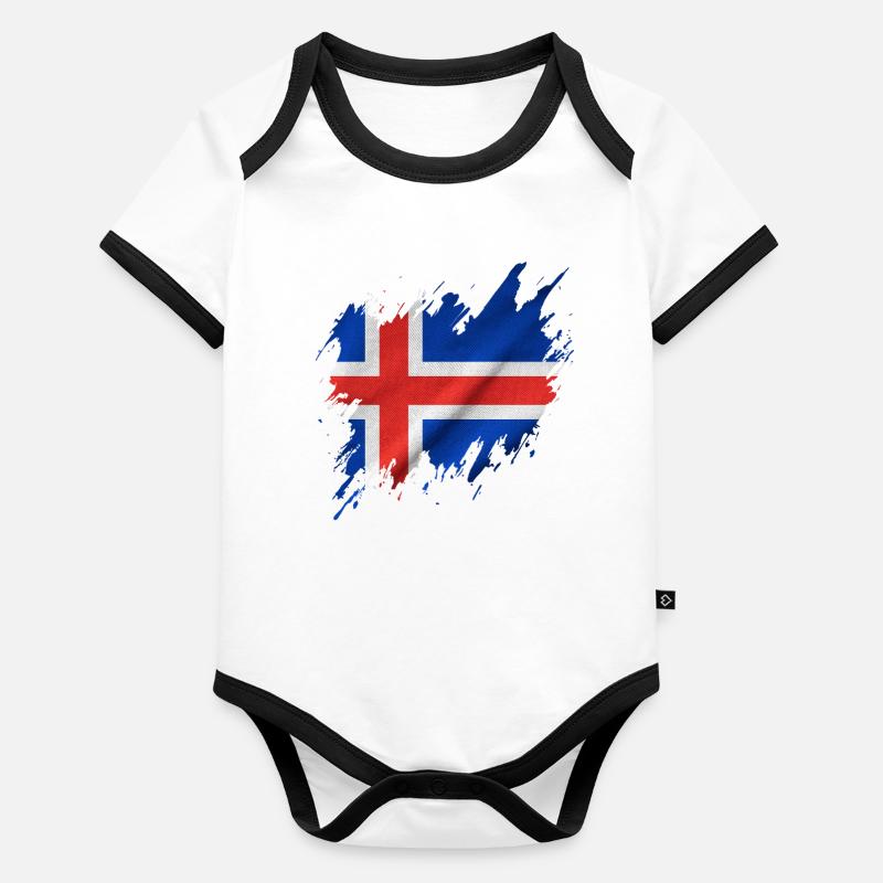 Iceland flag, torn style Organic Baby Contrasting Bodysuit
