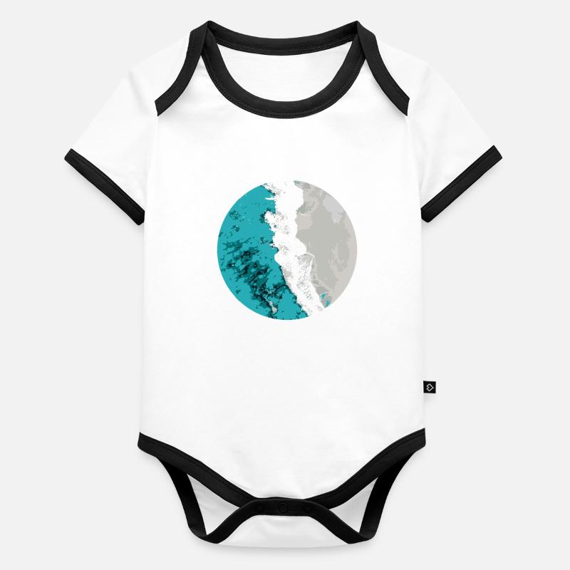 Split Earth Teal Moon Organic Baby Contrasting Bodysuit