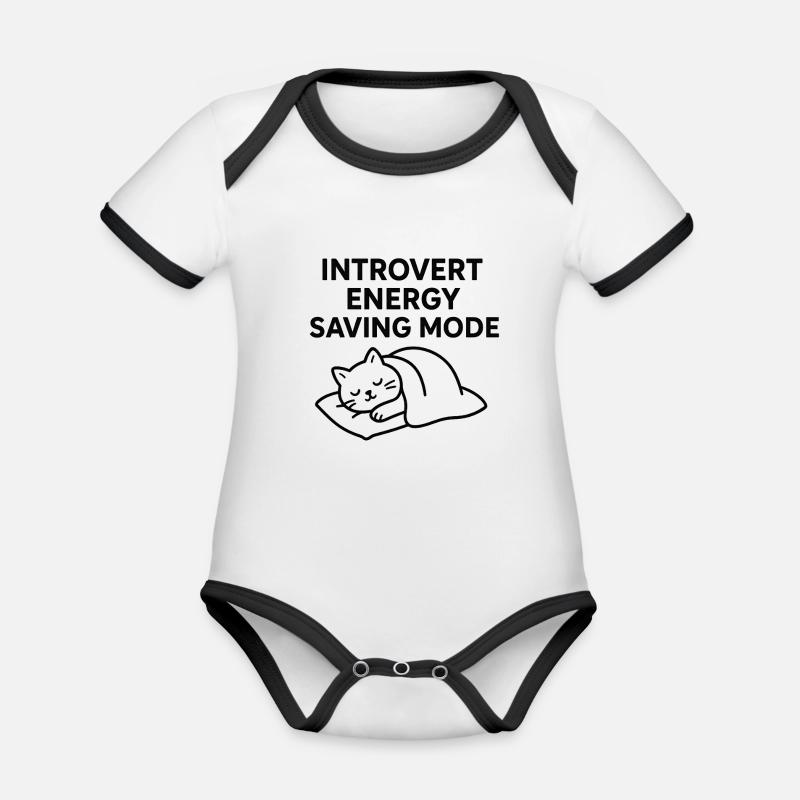 Power saving mode for introverts - Organic Baby Contrasting Bodysuit - white/black