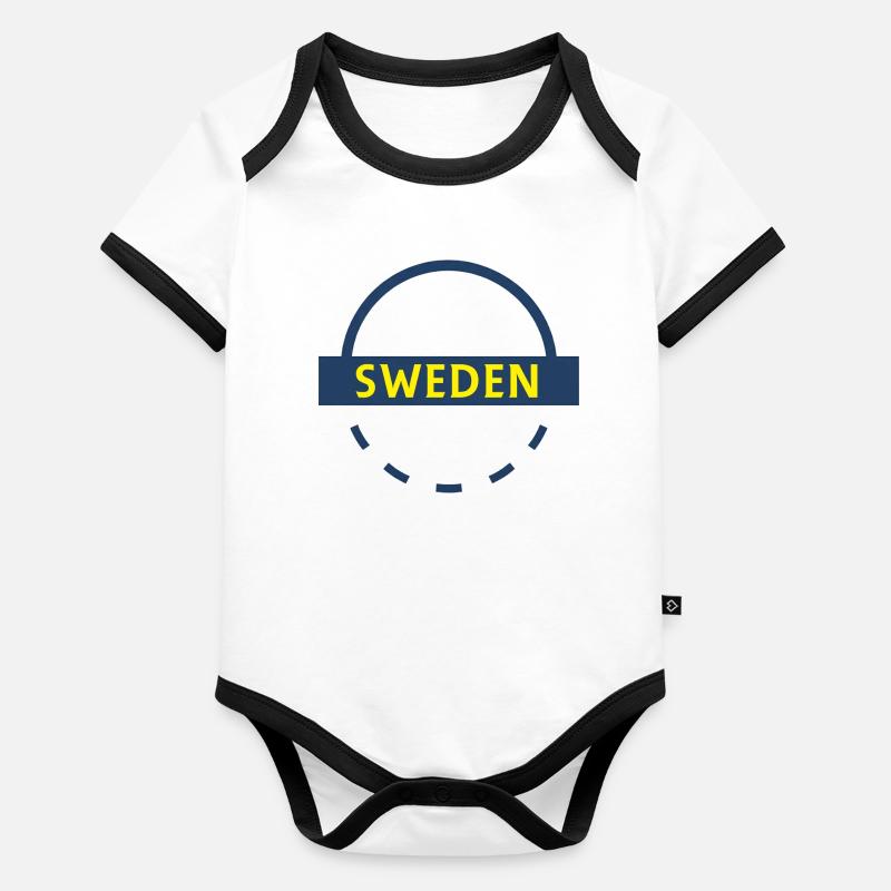 Bannière Suède Emblème Bleu Jaune Body Bébé bio contrasté manches courtes