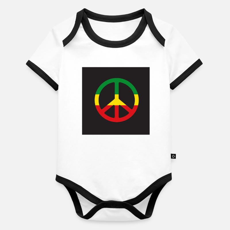 Reggae-Peace-Zeichen Baby Bio-Kurzarm-Kontrastbody