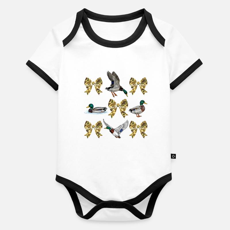 Canards Camo Arcs Style de chasse à la sauvagine Body Bébé bio contrasté manches courtes