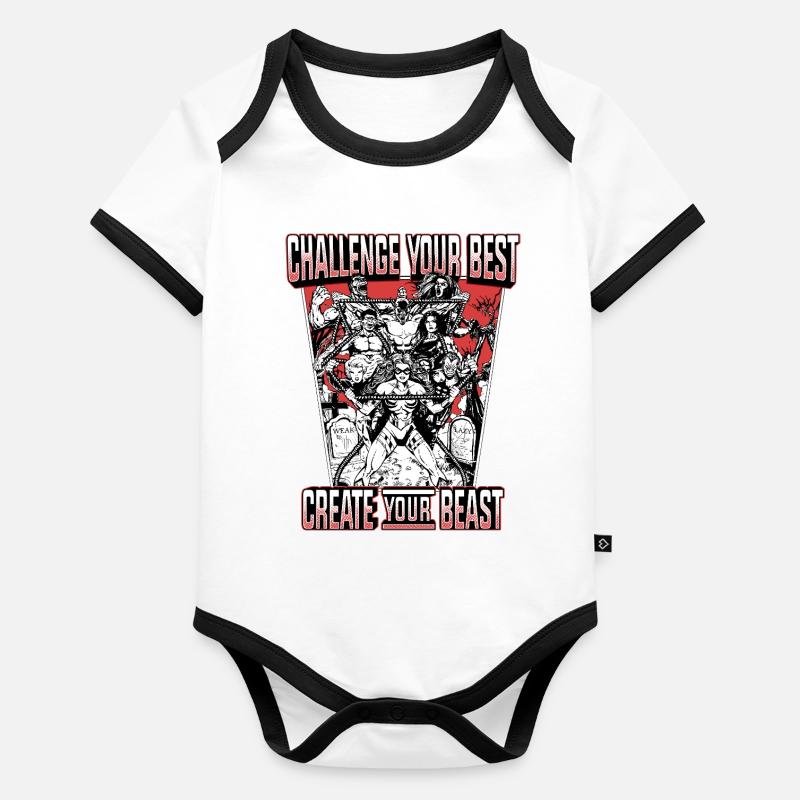 CYB - Backprint - Black/White/Red - Challenge Baby Bio-Kurzarm-Kontrastbody