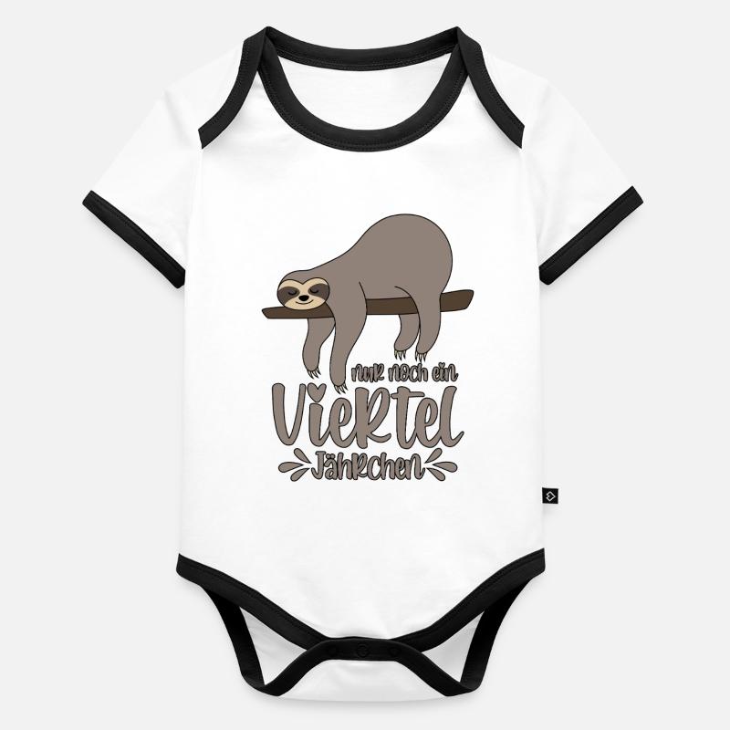 Sloth Sleepyhead Only a quarter of a year left Organic Baby Contrasting Bodysuit