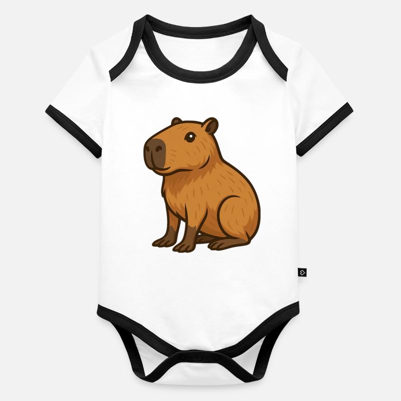 Wombat Capybara Biber Baby Bio-Kurzarm-Kontrastbody