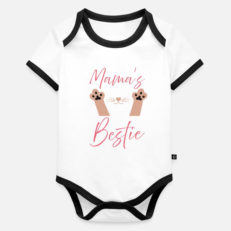 Mamas Bestie Paw Print Typography Organic Baby Contrasting Bodysuit