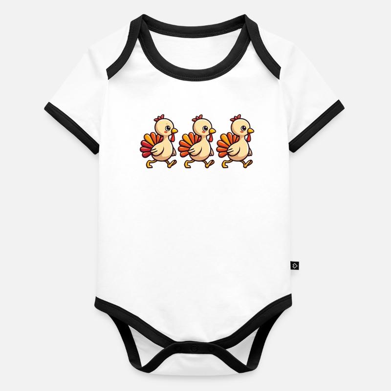 Bébé dinde de Thanksgiving Body Bébé bio contrasté manches courtes