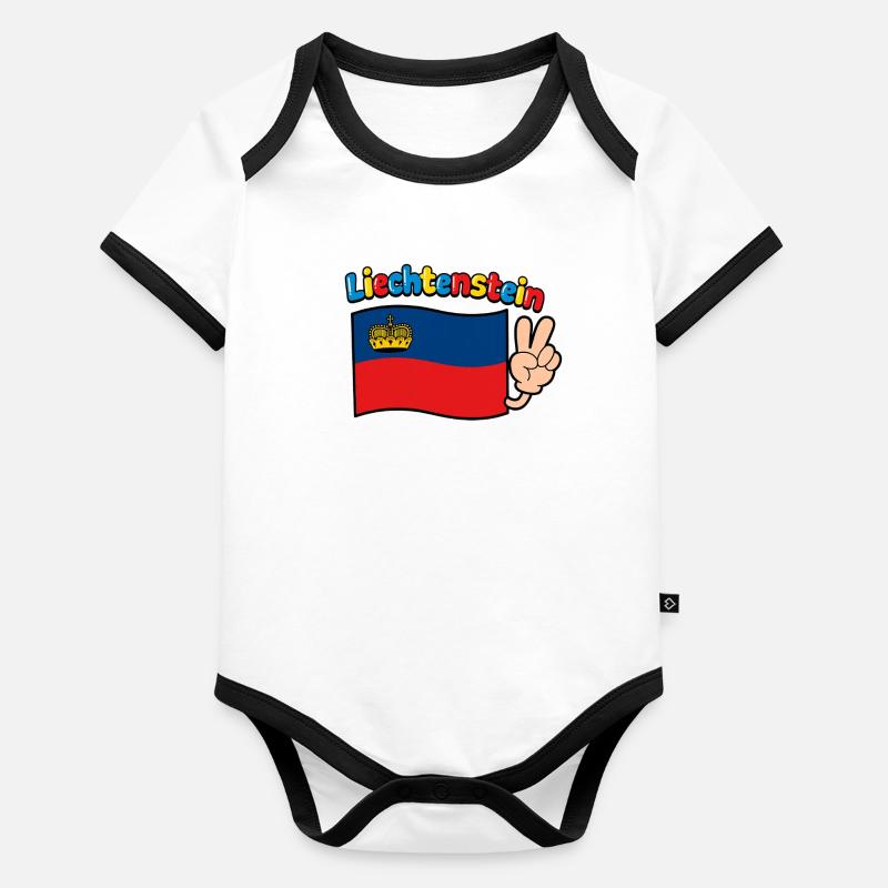 Drapeau du Liechtenstein Body Bébé bio contrasté manches courtes
