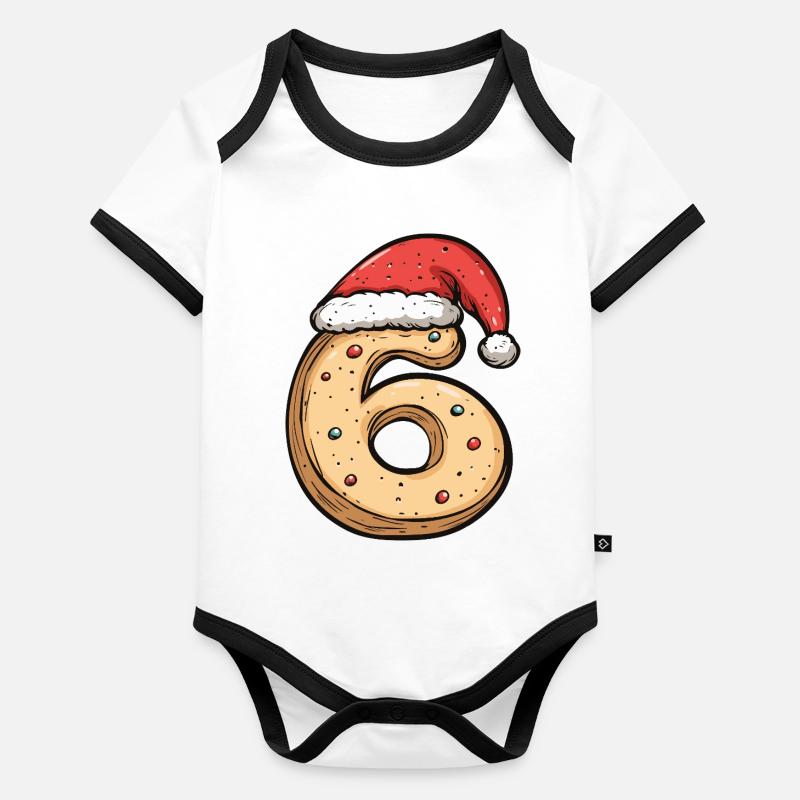 Biscuit de Noël à 6 chiffres Body Bébé bio contrasté manches courtes