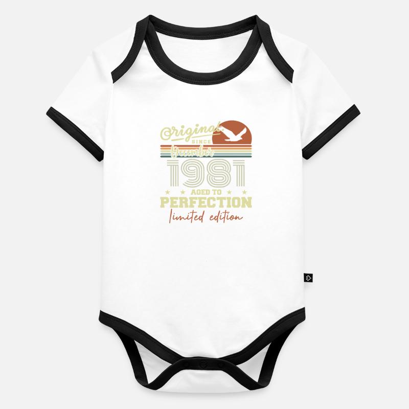 44th Birthday | Original December 1981 Organic Baby Contrasting Bodysuit