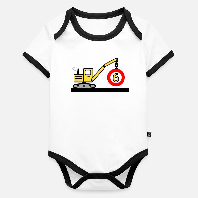 Excavatrice Body Bébé bio contrasté manches courtes
