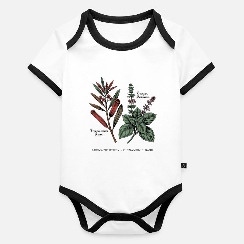 Cannelle & Basilic - Botanique Body Bébé bio contrasté manches courtes