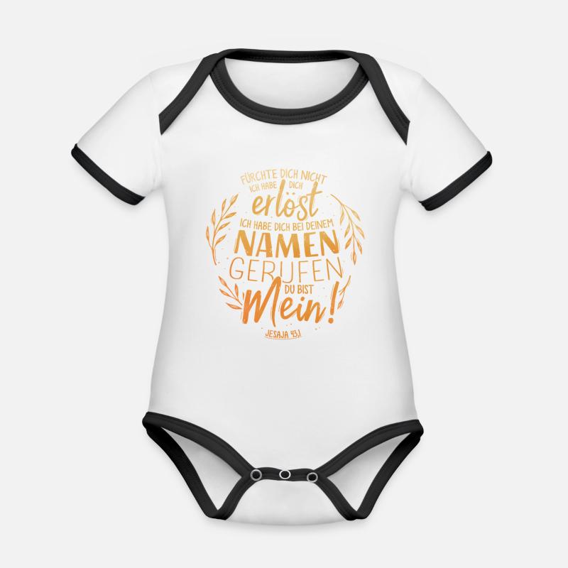 Called By Your Name - Bible Verse Lettering - Organic Baby Contrasting Bodysuit - white/black