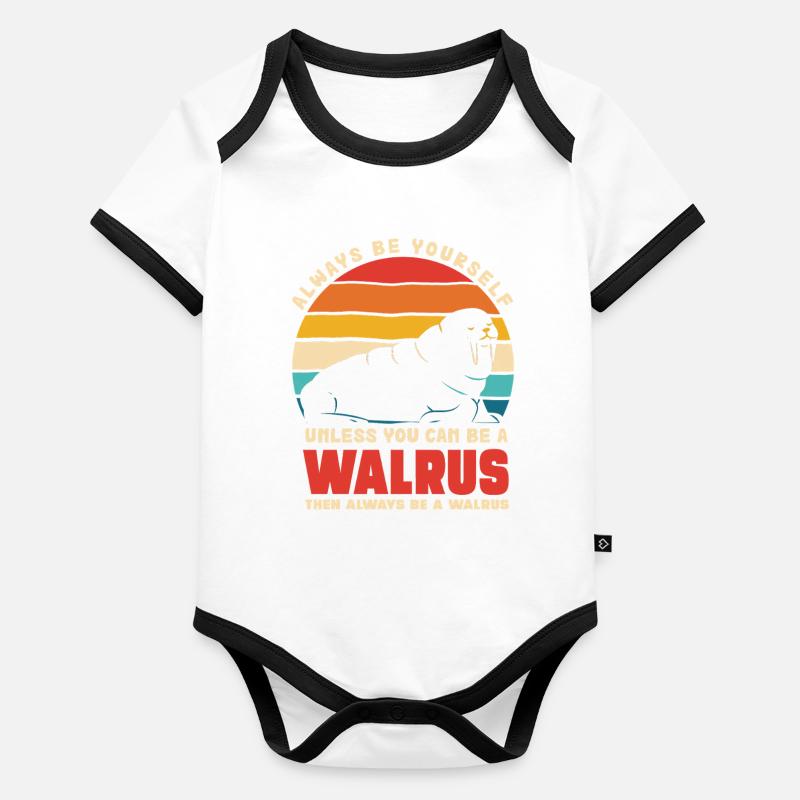 Walrus Confiance en Soi Rétro Body Bébé bio contrasté manches courtes