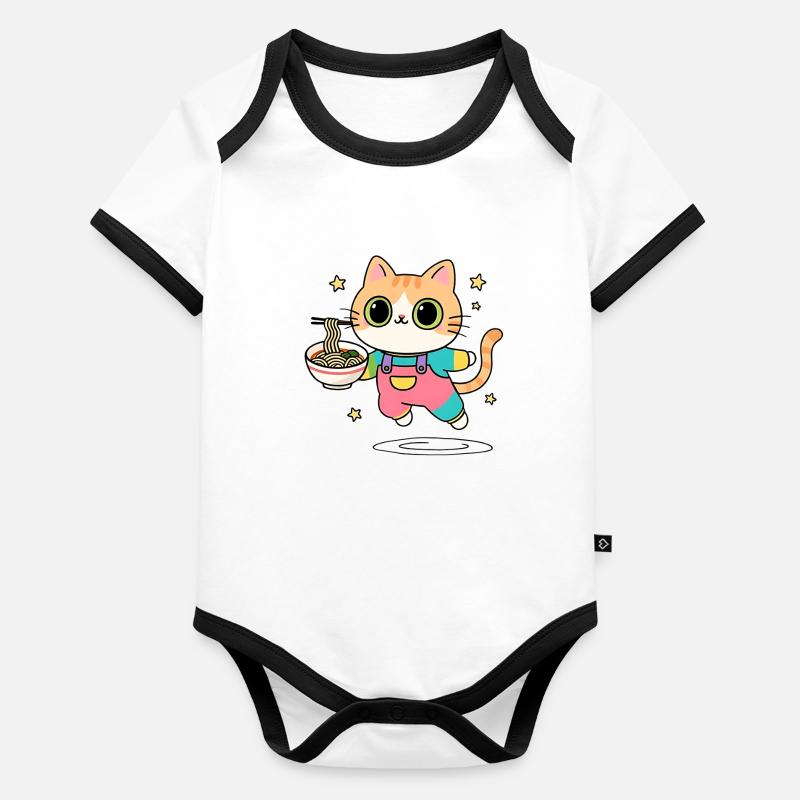 Chat bol de Ramen Multicolore Body Bébé bio contrasté manches courtes