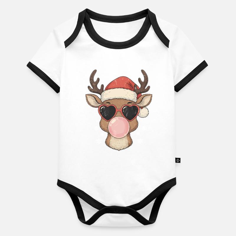 Reindeer Chewing Gum Organic Baby Contrasting Bodysuit