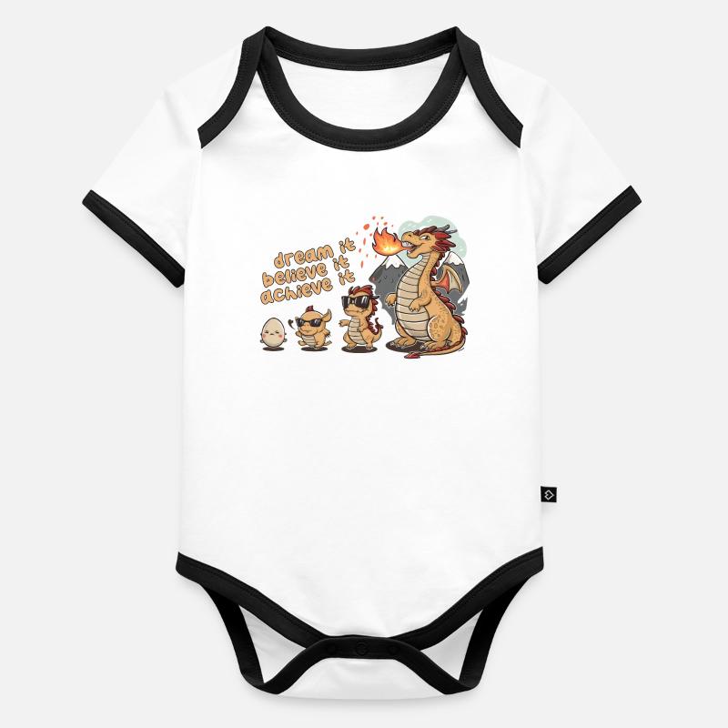 Dragon School Magic Learning Christmas - Organic Baby Contrasting Bodysuit - undefined