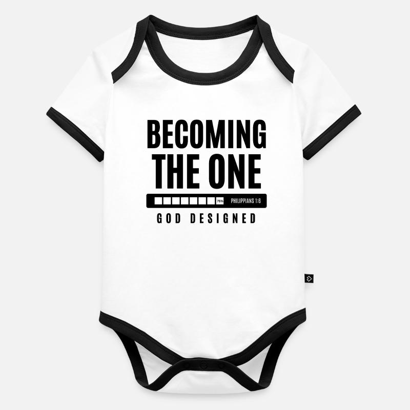 🌱Derjenige werden, den Gott entworfen hat - Philipper 1,6 Baby Bio-Kurzarm-Kontrastbody