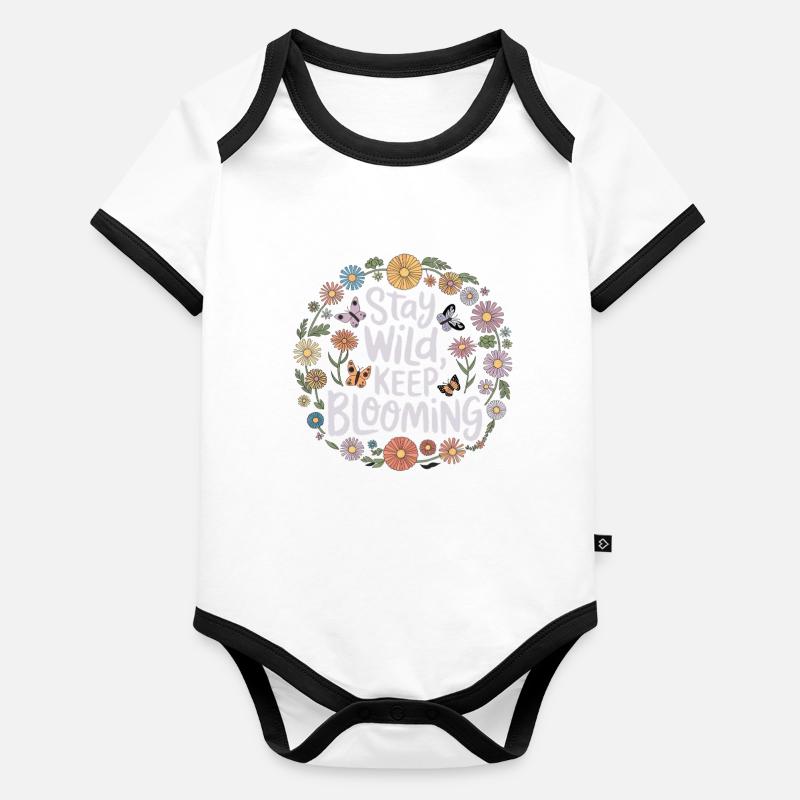 Bleib wild, bleib blühend Kreis Baby Bio-Kurzarm-Kontrastbody