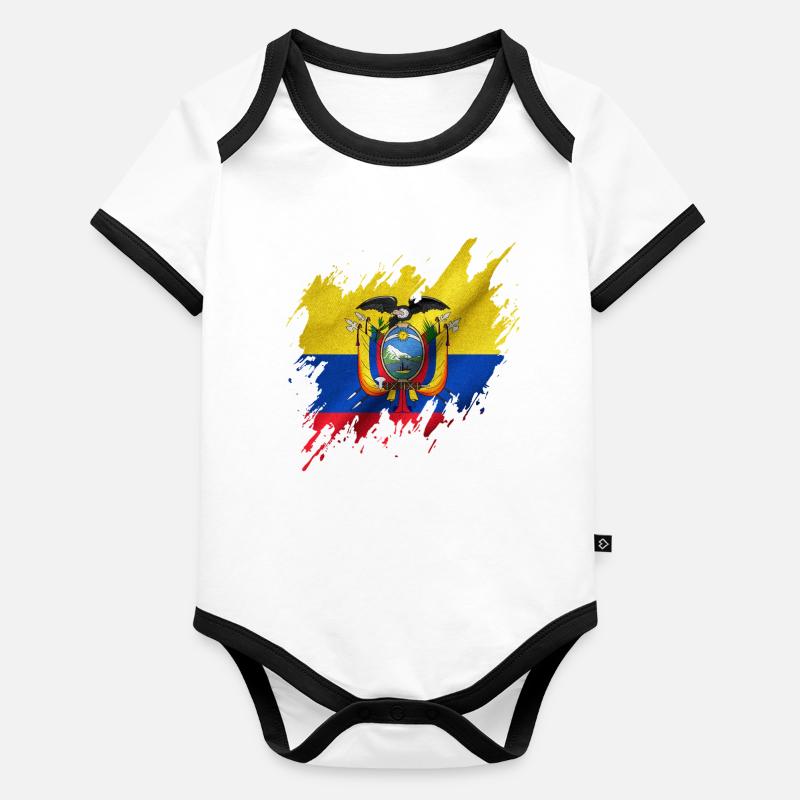 Flagge Ecuadors, Rissstil Baby Bio-Kurzarm-Kontrastbody