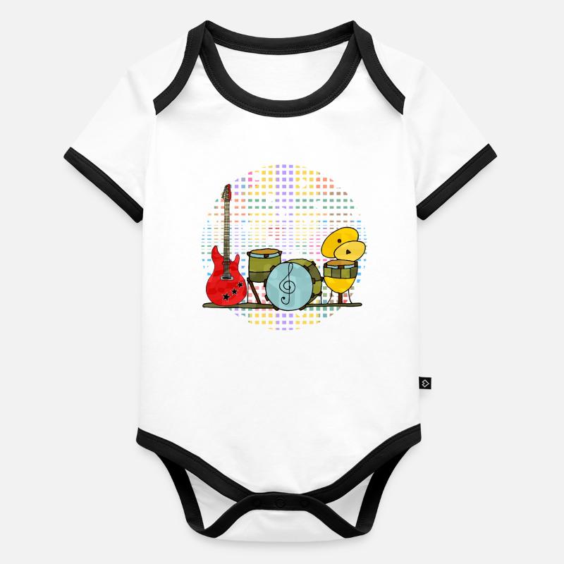 Instruments de musique Body Bébé bio contrasté manches courtes