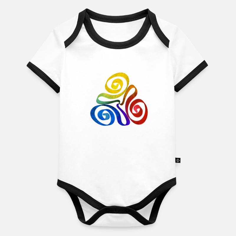 Spirale triangle arc-en-ciel Body Bébé bio contrasté manches courtes
