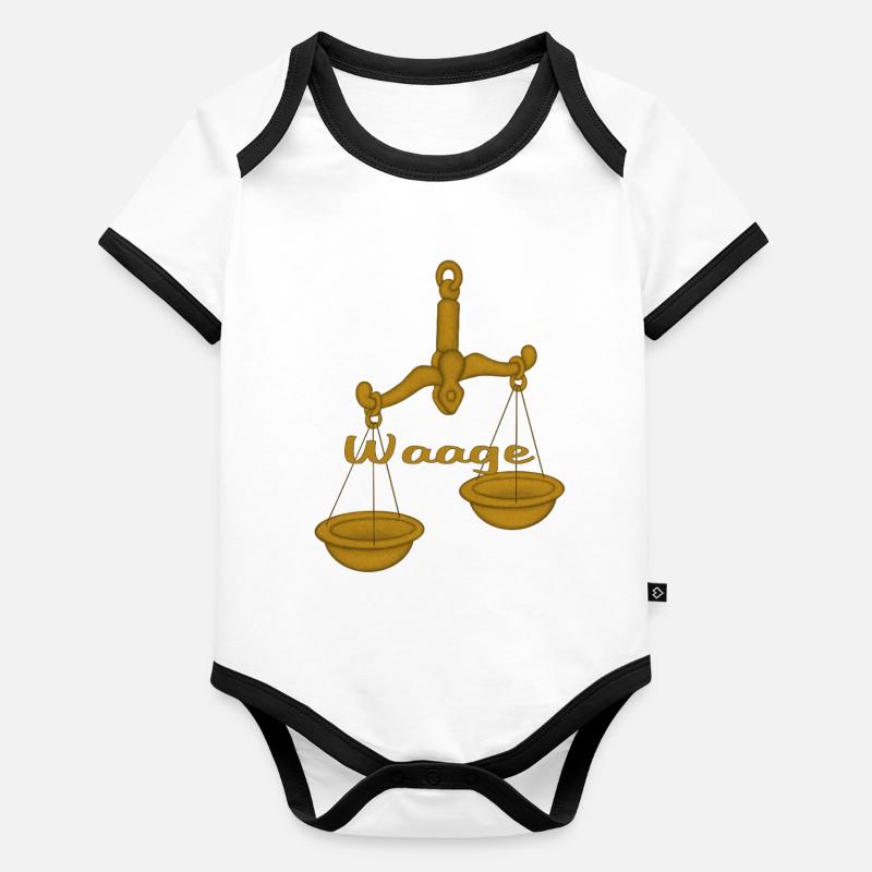 Sternzeichen Waage Baby Bio-Kurzarm-Kontrastbody